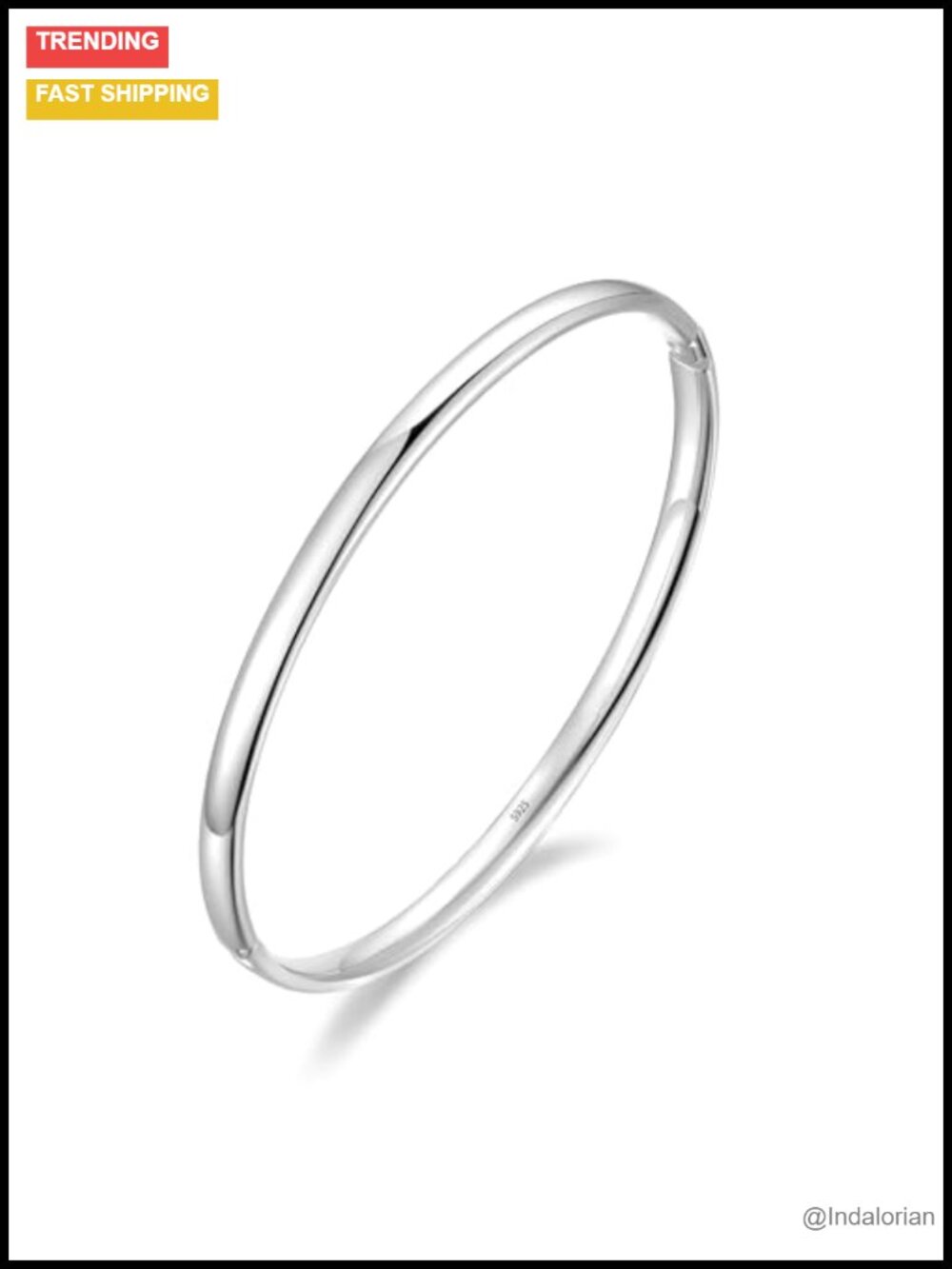 Sterling Silver Oval Bangle Bracelet Snap Clasp Stackable Minimalist
